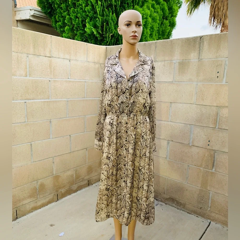 Gibson Latimer Snake Skin Long Sleeve Maxi Dress Size S - Picture 1 of 11